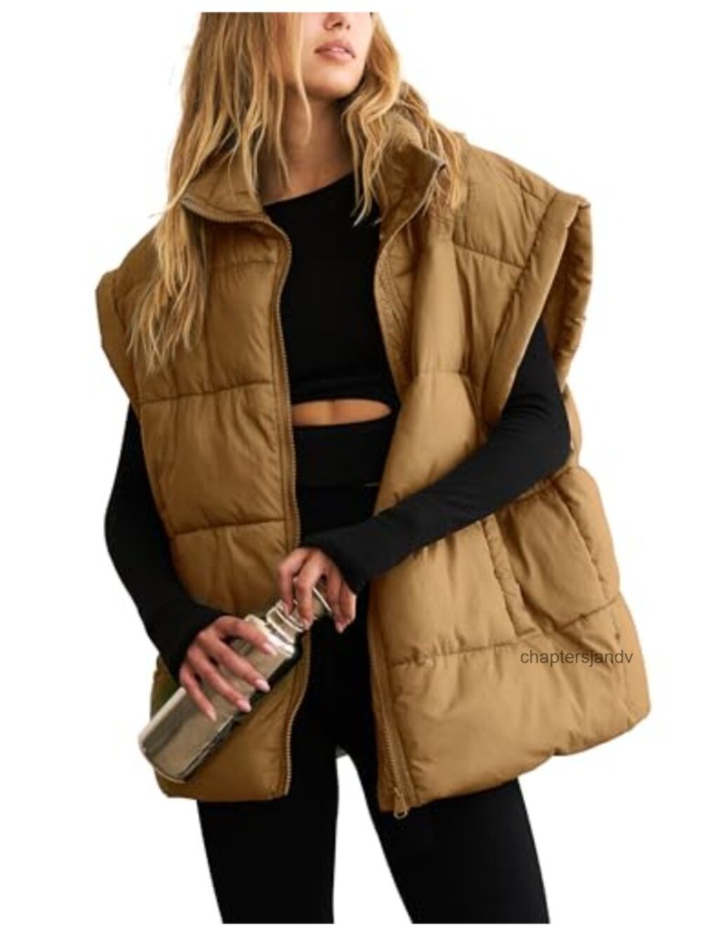 Quilted Puffer Vest Lightweight Zip Up Sleeveless Winter Pockets